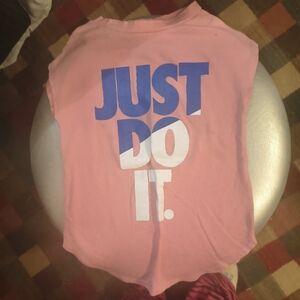 Nike Kids Tee in Pink with Blue and White Graphic